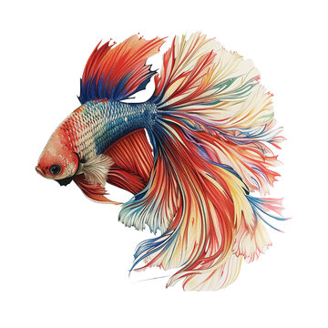 hand drawn fish isolated
