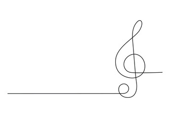 Continuous single line drawing of a treble clef vector illustration. Premium vector