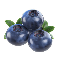3d render illustration blueberries fruit  isolated on transparent background