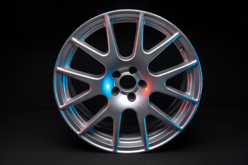 not new 18-radius light gray auto rims with red and blue backlighting