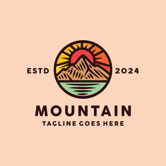 Mountain Colorful Vector Logo Vintage Design illustration