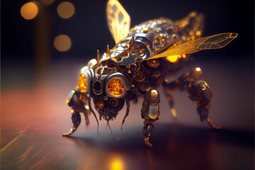 AI generated illustration of A mechanical fly