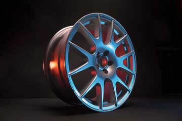 not new 18-radius light gray auto rims with red and blue backlighting