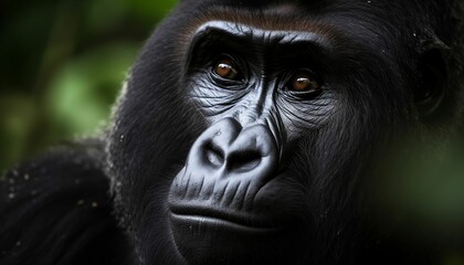 Obraz premium A portrait photograph of a mountain gorilla