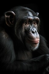 AI generated illustration of A black macaque monkey on a black background