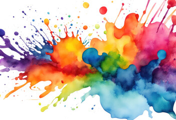 Vibrant Colorful Watercolor Splashes Background