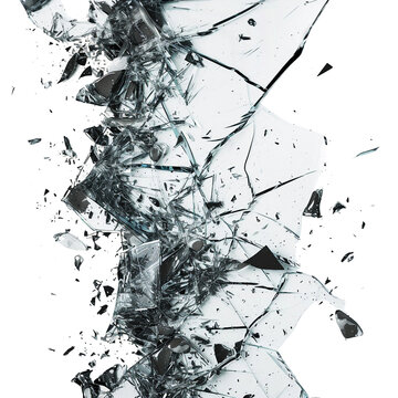 Shattered glass, transparent background, isolated image, generative AI