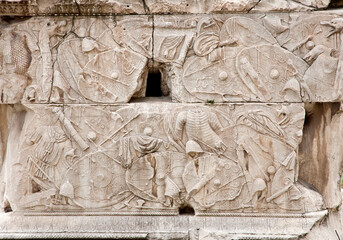 Rome - The detail from reliefs on the Column of Trajan
