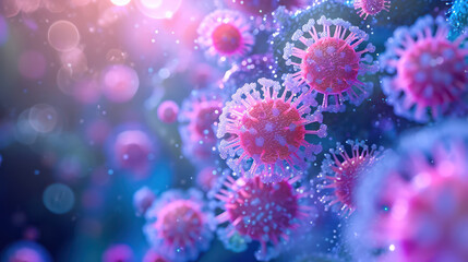 Obraz na płótnie Canvas Viral Infection: A Closeup 3D Illustration of a Pathogenic Microorganism in Human Biology.