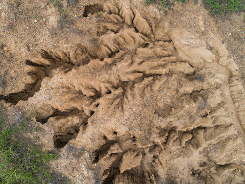 Land being eroded by water runoff