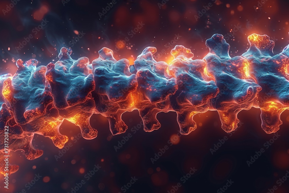 Aufkleber Exploring the Heat of Chemical Bonds: A 3D Visualization of Glowing Molecules in a Complex Network, Generative AI