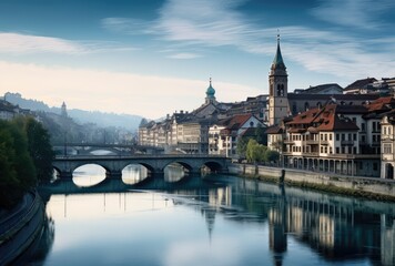 Fototapeta premium Panoramic view of the old town of Bern, Switzerland.
