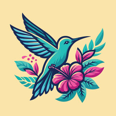 Vector hummingbird logo mascot illustration design, Generative Ai
