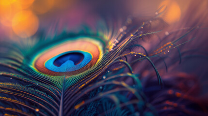 Naklejka premium peacock feather closeup