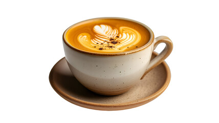 Cup of coffee latte isolated on transparent background with clipping path. generative ai
