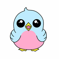 Cute little Bird on kawaii style vector