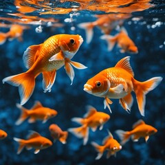 AI generated illustration of numerous fish swimming in the small aquarium