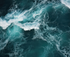 Abstract Blue Wave Splashing on the Rough Coastline - A Powerful and Cool Shot of Nature's Power and Beauty.