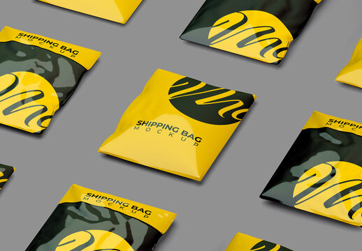 Isometric Composition Shipping Bags Mockup
