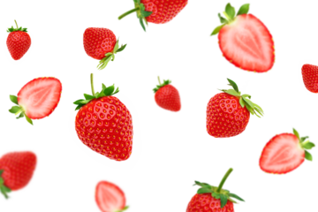 Strawberry berry levitating on a transparent background