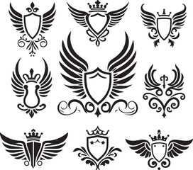 Fototapeta na wymiar heraldry logo graphic luxury and wings 
