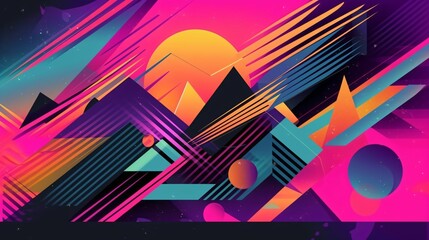 AI generated illustration of An abstract design featuring various shapes and colors