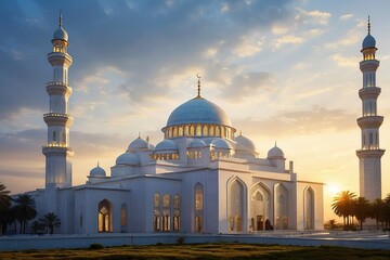 Fototapeta na wymiar Mosque Digital Art of Majestic Architecture AI-Generated