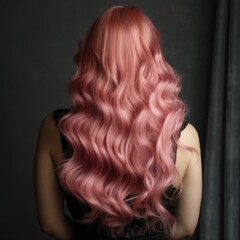 Naklejka premium AI generated illustration of a young woman with bright pink hair and long curly locks