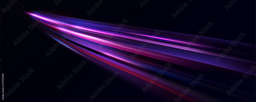 Aufkleber Purple speed lines.High speed blur effect.Futuristic neon light lines. bright sparkling background.night lights.