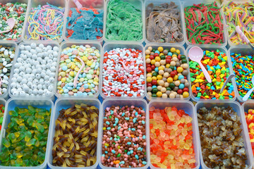 Assorted Gummy Candies on Display