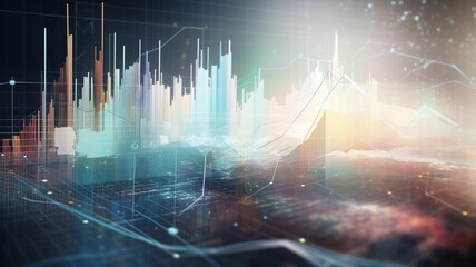 AI generated illustration of Illustration of an various data and statistic symbols and icons