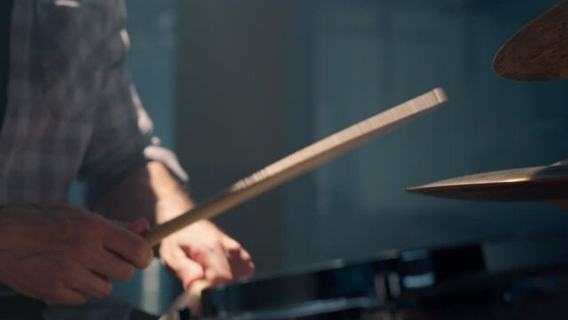 Close Up Of Man Playing Drums