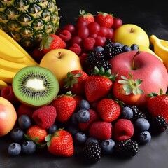 AI generated illustration of a selection of fresh fruits and berries