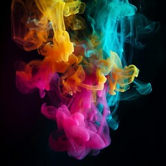 AI generated illustration of a vibrant swirl of colorful smoke