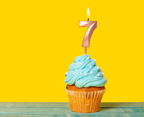 Birthday Cake With Candle Number 7
