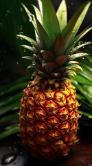 Fototapeta premium AI generated illustration of a ripe fresh pineapple - exotic summer concept
