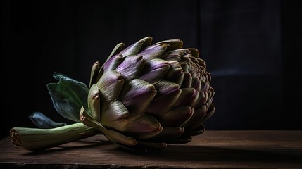 AI generated illustration of A vibrant artichoke with pointed leaves