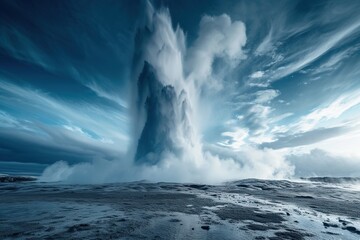 Great geysir erupting by water and steam - obrazy, fototapety, plakaty
