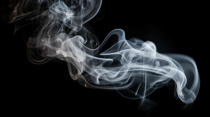 Ai generated illustration of smoke creating beautiful curves on a black background