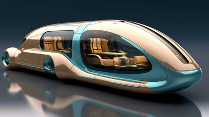Obraz premium AI generated illustration of a luxurious golden bullet train in a train station