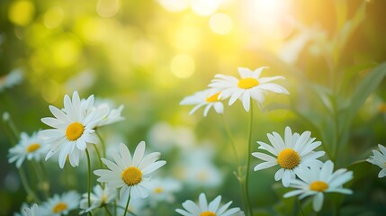 Summer or spring beautiful garden with daisy flowers : Generative AI