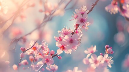 Blossom tree over nature background/ Spring flowers/Spring Background : Generative AI