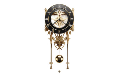 Stylish Pendulum Clock Isolated on Transparent Background PNG.