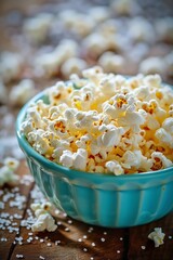 Fototapeta na wymiar Tasty salted homemade popcorn. Making healthy popcorn at home : Generative AI
