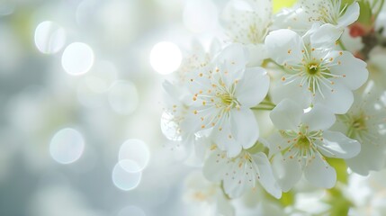 Fototapeta na wymiar Spring border background with white blossom : Generative AI