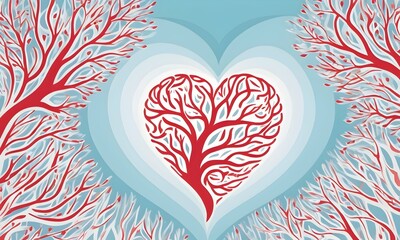 AI illustration of a heart-shaped tree for Bleeding Disorders Awareness Month