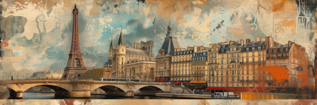 illustration. old Paris - vintage collage