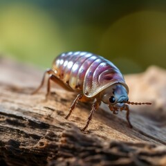 AI generated illustration of a macro shot of a large cockroach insect on a wooden background