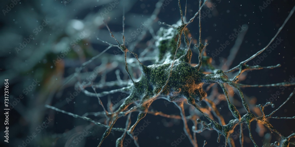 Wall mural ai generated illustration of a macro of cells in a net connection