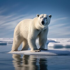 AI generated polar bear standing in beach